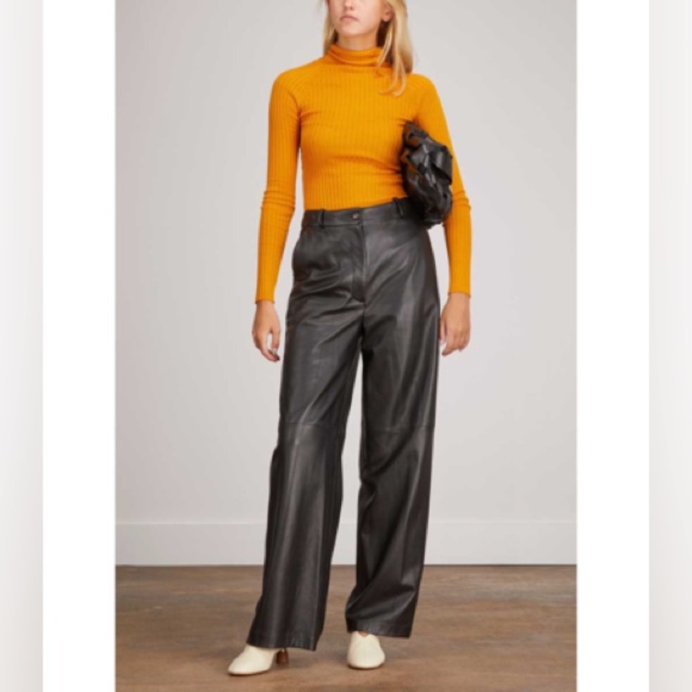 NWT Khaite Kita Ribbed Silk Turtleneck Sweater in Bronze
